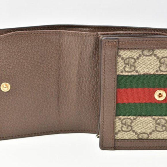 Gucci Wallet Bi-fold GUCCI Folding Beige Brown 598662 96IWG 8745 Ophidia GG S... - Picture 10 of 12